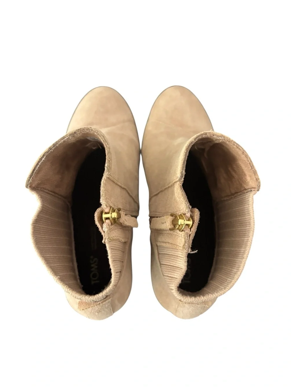 TOMS Sadie Suede Women's Wedge Booties Sand Size 9 Boots Round Toe